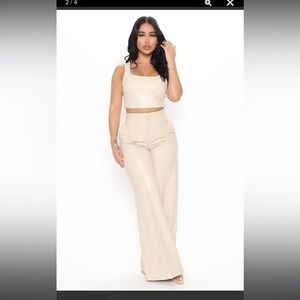 Cream Leather Crop Top